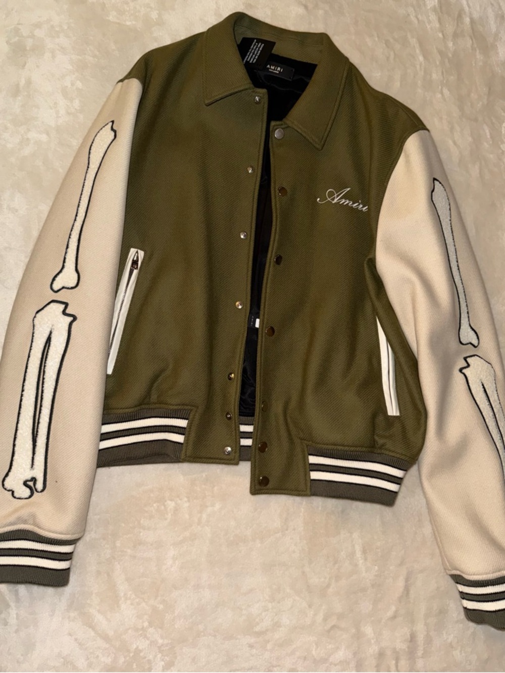 AMIRI Olive Green Button-Front Wool Jacket